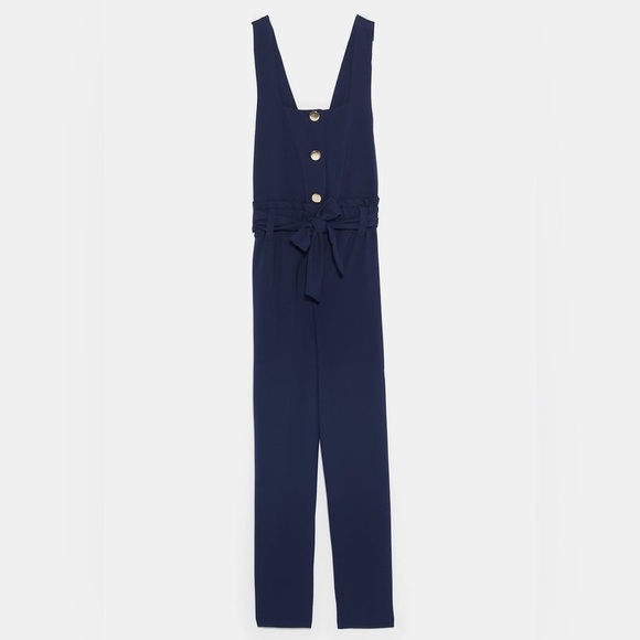 ZARA Women's Navy Jumpsuit with Gold Buttons. NWOT - Picture 4 of 4